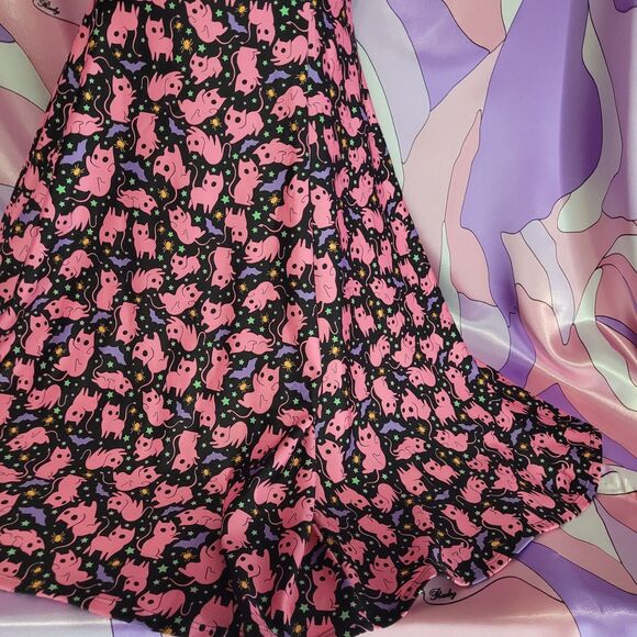 Blackmilk Dress Medium Purr Evil Black Pink Halloween Bats Cats Skater Cosplay - Picture 8 of 9